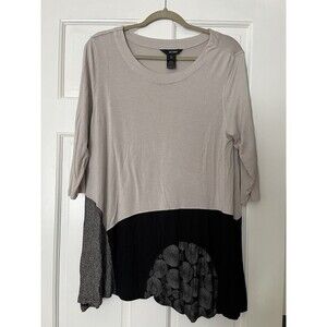 Ali Miles Tunic Top Womens Petite Large Art To Wear Lagenlook Mixed Patterns